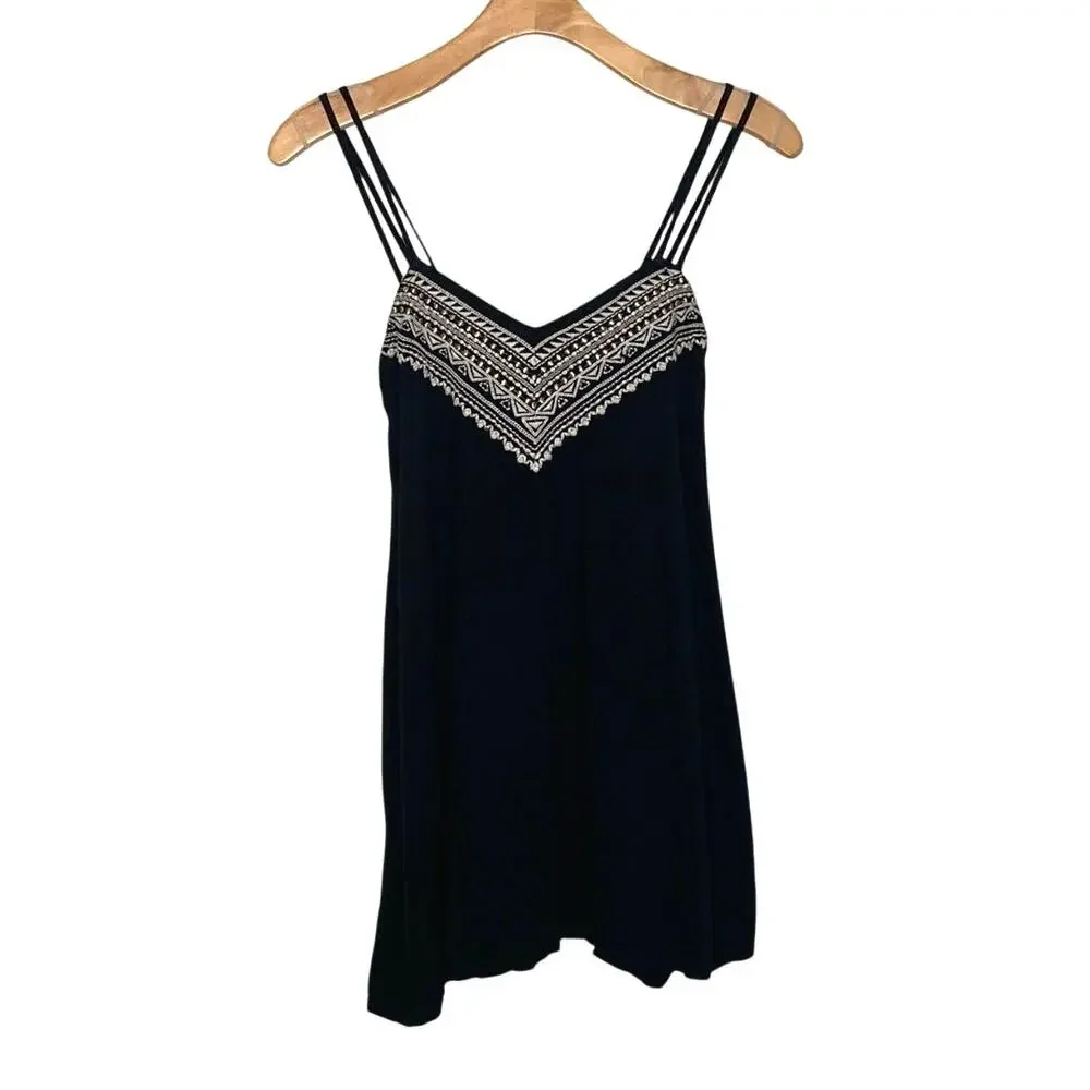 American Eagle Outfitters embroidered black boho mini dress size small